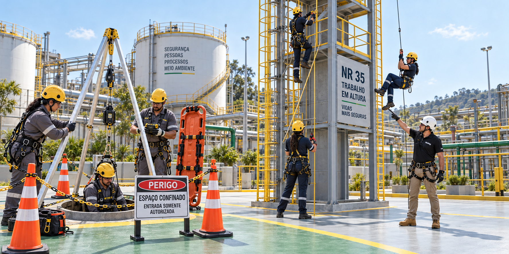 Espaço confinado e trabalho em altura em indústria organizada